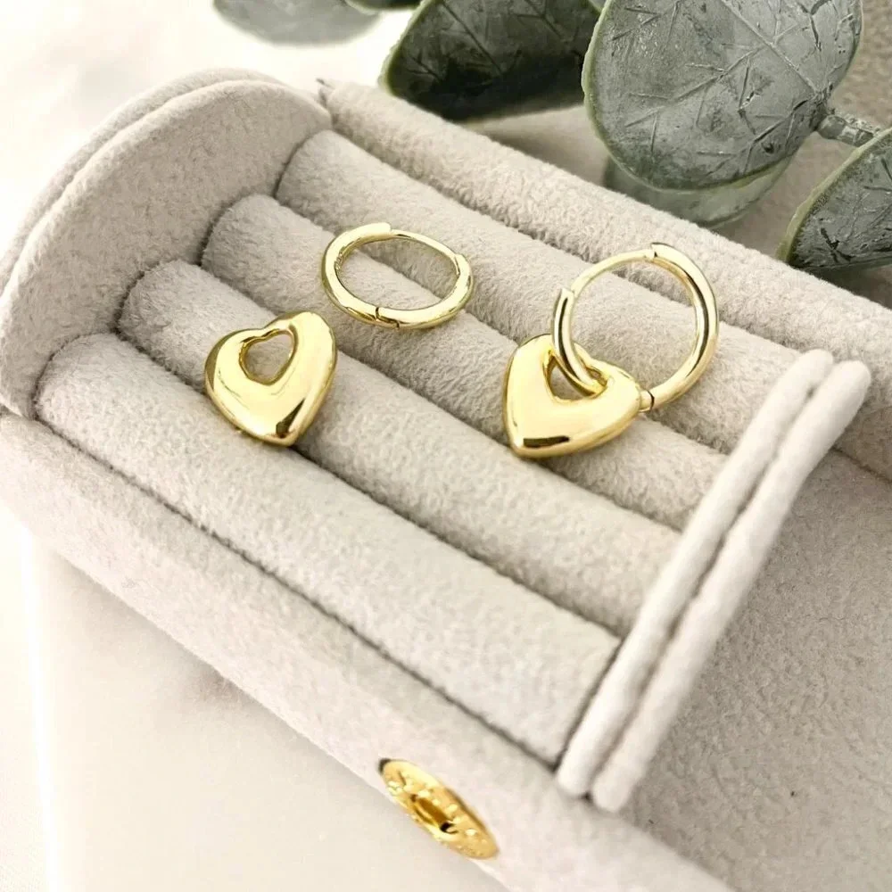 925 Sterling Silver Heart Earrings Huggie Hoops Small Huggies